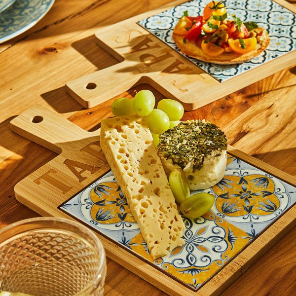 Tagliere aperitivo maiolica giallo blu | Rohome