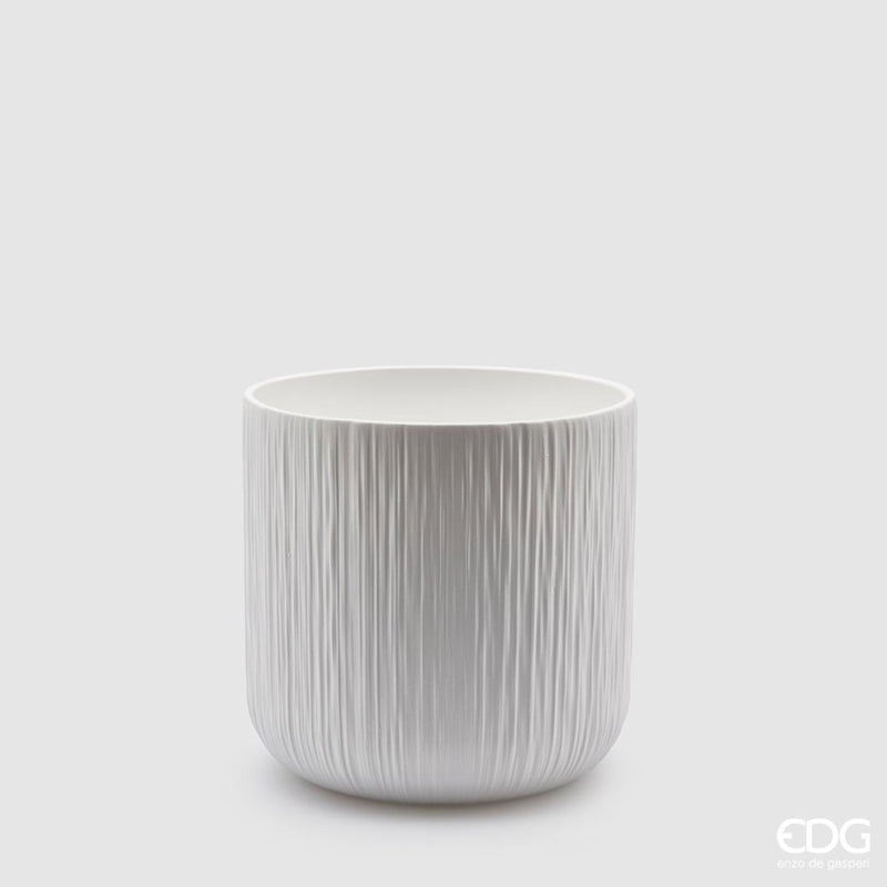 Edg - vaso in ceramica bianco rigato | rohome - Rohome