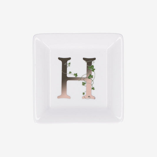 La porcellana bianca - piattino lettera h | rohome - Rohome