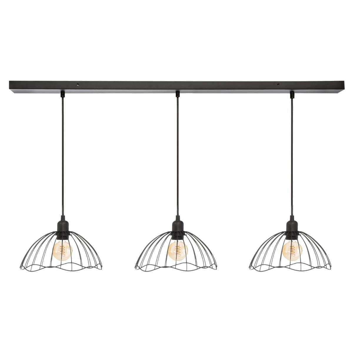 Lampadario 3 luci in metallo nero | rohome - Rohome