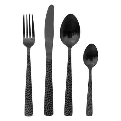 Set 24 posate acciaio inox nero martellato | rohome - Rohome