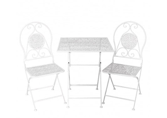 Set tavolino e sedie in ferro bianco | rohome - Rohome