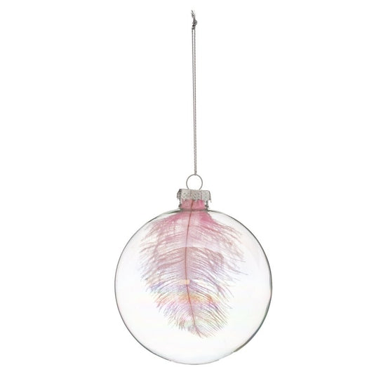 Palla sfera di natale piuma rosa 10 cm | rohome - Rohome