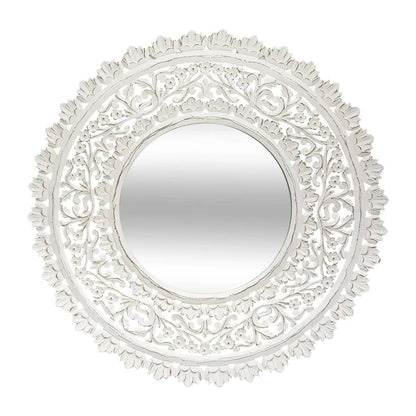 Specchio in legno bianco indonesia d 90 cm - Rohome